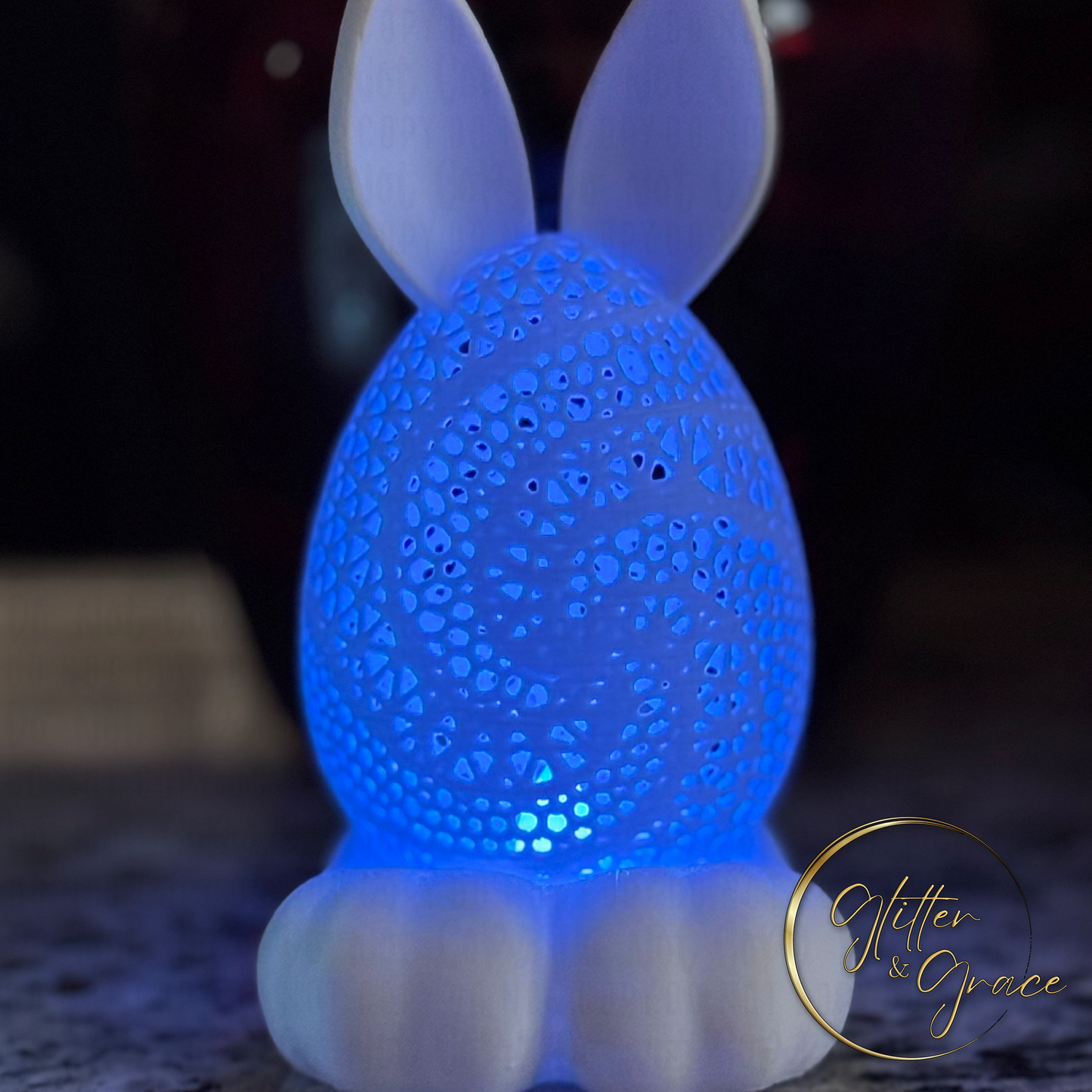 3d printed bunny egg led tea light lamp