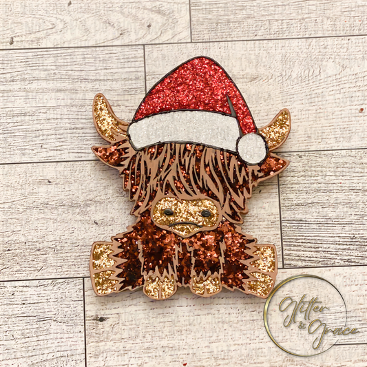 Santa Highland Cow Freshie