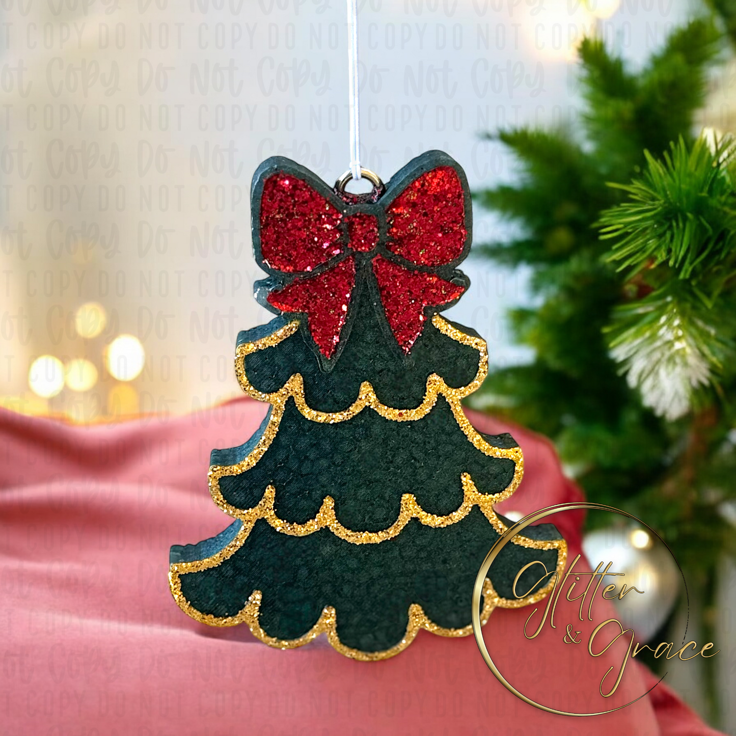 Red Bow Evergreen Tree RTS Freshie