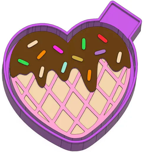 Ice Cream Waffle Heart Housing