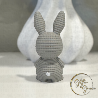 3d printed bunny figurine with a knitted look