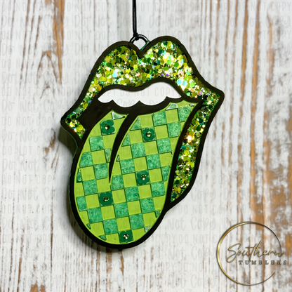 St Patricks Day decorated checkered lip vehicle air freshener 