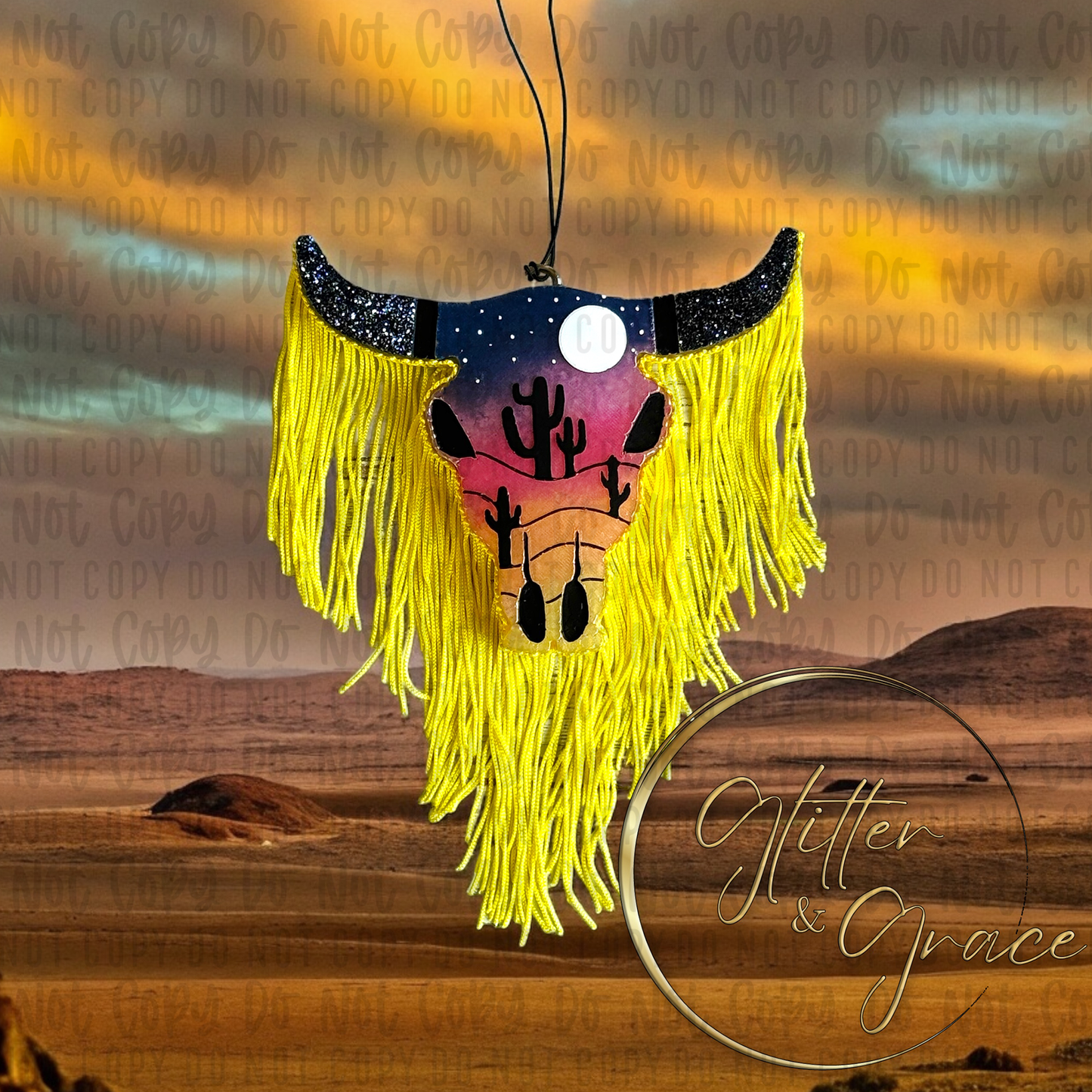 Desert Sunset Bull Car Freshie