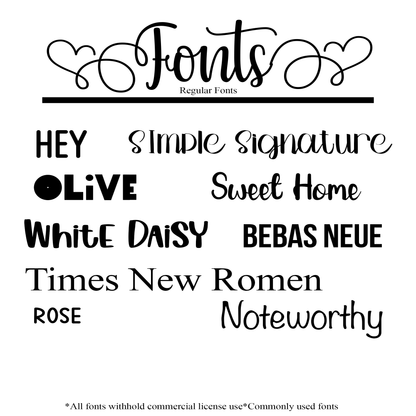 personalized font selection for customized shadowboxes 